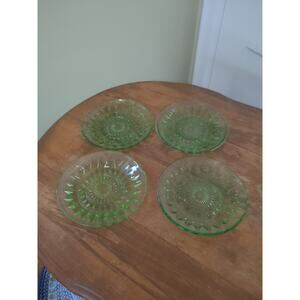 4 Green Windsor Diamond Pattern Saucers